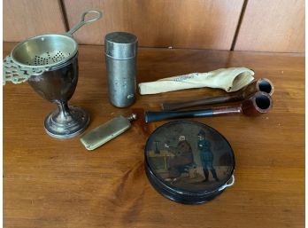 Vintage Tobacco Pipes, Snuff Box And Accessories