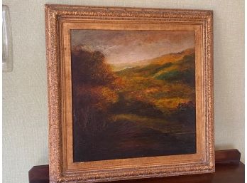 Antique Original Oil Painting 'The Hills Of New Canaan, Conn' By Charles Hetherington Signed On Back