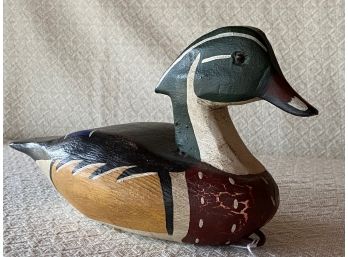 Wooden Duck Decoy Signed RLW