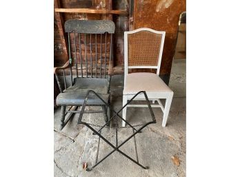 Two Vintage Chairs And Table Base