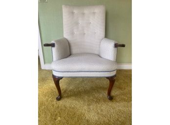 Queen Anne Inspired High Back Tufted Upholstered Armchair