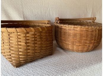 Pair Of Antique Baskets With Bentwood Handles