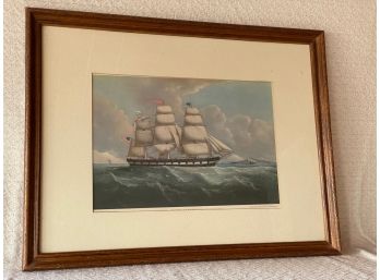 Rare Print US Packet Ship Pleisdes By Duncan McFarlane