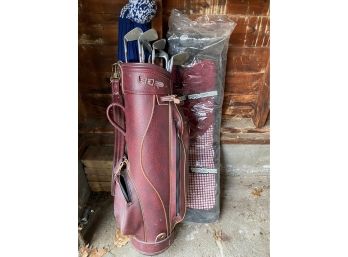 Golf Clubs And Bag And Lacross Bag