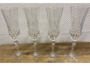 Four Crystal Champagne Flutes