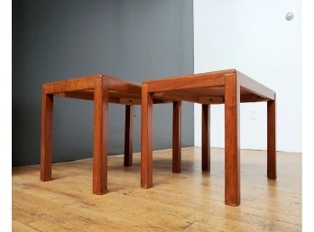 Pair Solid Teak Side Table By Vejli Stole Denmark