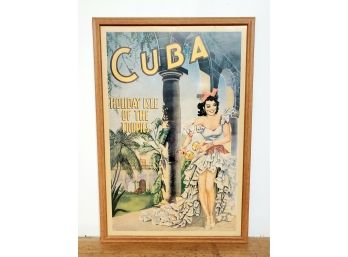 Framed Vintage Cuba Travel Poster