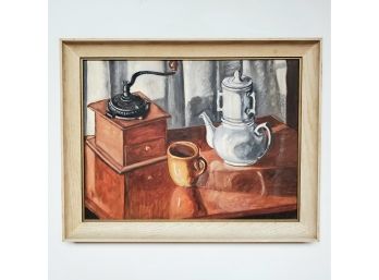 1962 Original Oil On Canvas Still Life .