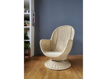 Vintage Mid Century Rattan Pod Rocker With Custom Cushions