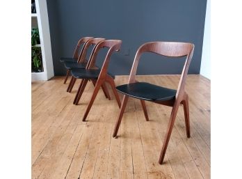 C 1960 Set 4 Danish Vamo Sonderborg Teak Chairs