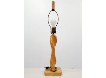 27' Mid Century Spiral Wood Table Lamp.