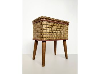 60s Mid Century Woven Rattan Basket On Legs