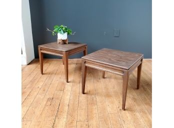 Pair Low Profile Mid Century Side Tables