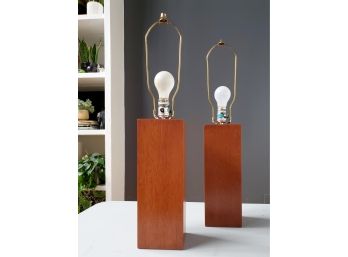 (Lot #2) Pair Amazing Mid Century Teak Lamps By Paul Mayen For Habitat NYC