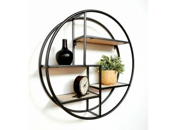 Modern Industrial Metal And Wood Wall Shelf