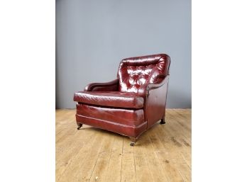 Vintage Mid Century Burgundy Leather Library Chair