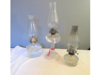 Trio Vintage Clear Glass Oil Lamps