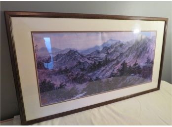 Framed Asian Landscape Watercolor Signed