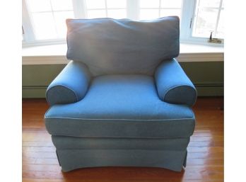 Denim Fabric Hickory Club Lounge Chair