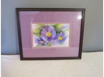 Framed Purple Floral Water Color