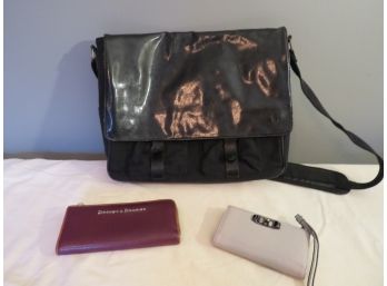 2 Designer Wallets & Messenger Bag