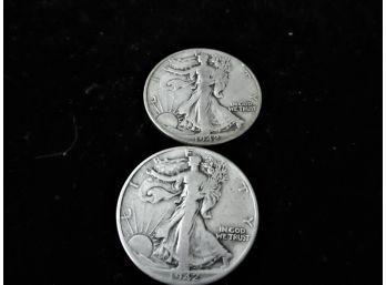 2 - U.S. Walking Liberty Silver Half Dollars, 1942 P