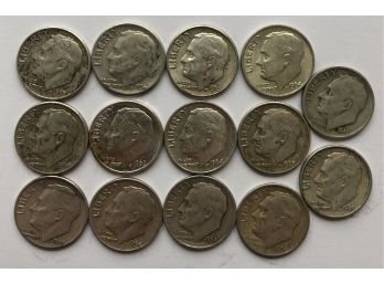 14 Roosevelt Dimes (See Description For Dates)