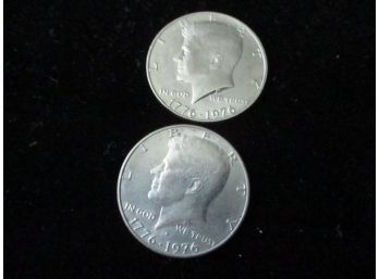 1776-1976, 2 Coins, U.s. P & D Kennedy Half Dollars, Bicentennial