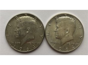 2 1964 Kennedy Half Dollars