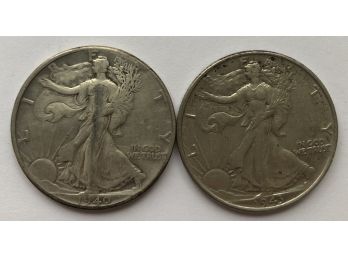 2 Walking Liberty Half Dollars Dated 1940, 1943