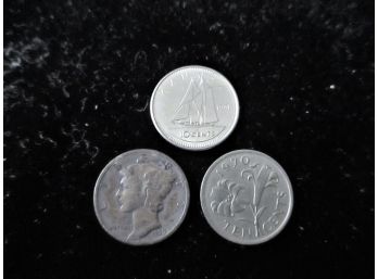 3 Dime Coin Lot, U.S. Mercury & Canada