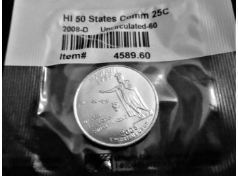 2008 Hawaii State Quarter, Sealed In Bag, MS 60