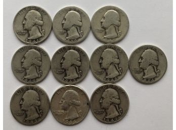 10 Washington Quarters (See Description For Dates)