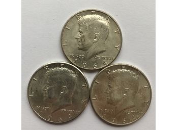 3 1964 Kennedy Half Dollars