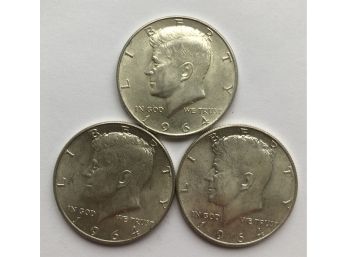 3 1964 Kennedy Half Dollars