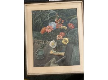 Beautiful Flower Gardening Still Life By Earl Purdy, Signed