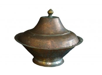 Vintage Copper Tone Metal Lidded Vessel