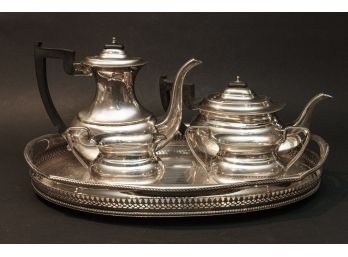 Vintage Silver Plate Tea Set And Serving Tray