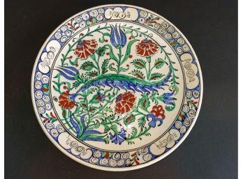 Signed Karos Rhodes, Greece Hand Painted Floral Decorative Plate A-320 404