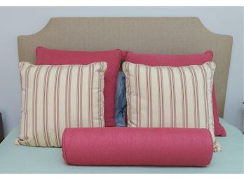 Collection Of Upholstered Accent Pillows With Welted Trim