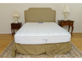 Upholstered Headboard, Matching Tailored Bed Skirt, Serta Mattress And Box Spring-Queen