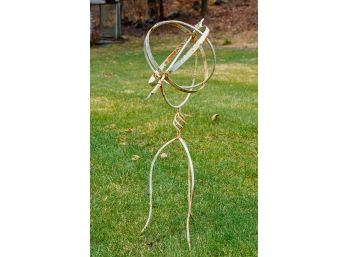 Vintage Painted Iron Armillary Sphere Garden Ornament