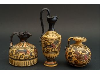 3 Reproductions Of Ancient Greek Pottery From The National Archaeological Museum Of Athens - W Official Seal