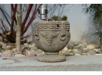 Cast Stone Planter With Grape And Greek Key Design