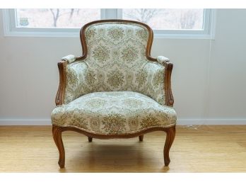 Vintage French Provincial Style Armchair With Double Welted Upholstered Trim