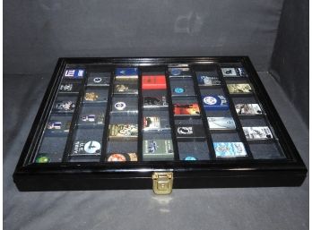 Collectors Cabinet Full Of Military Type Zippo Lighters