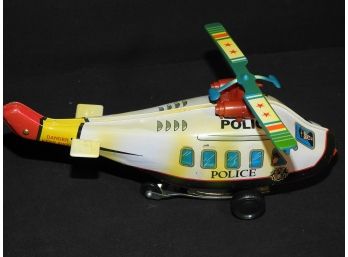 Vintage Tin Litho Police Helicopter