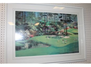 Large Striking GOLF Print In Frame.