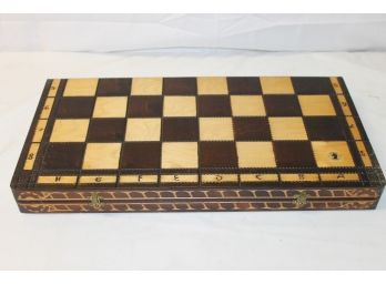 Large Woodland Co.  Wooden Tabletop Chess Set With Carved Wooden Pieces