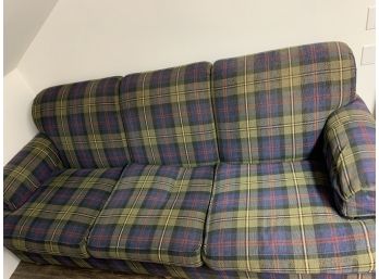 Ethan Allen Plaid 3 Seat Traditional Sofa